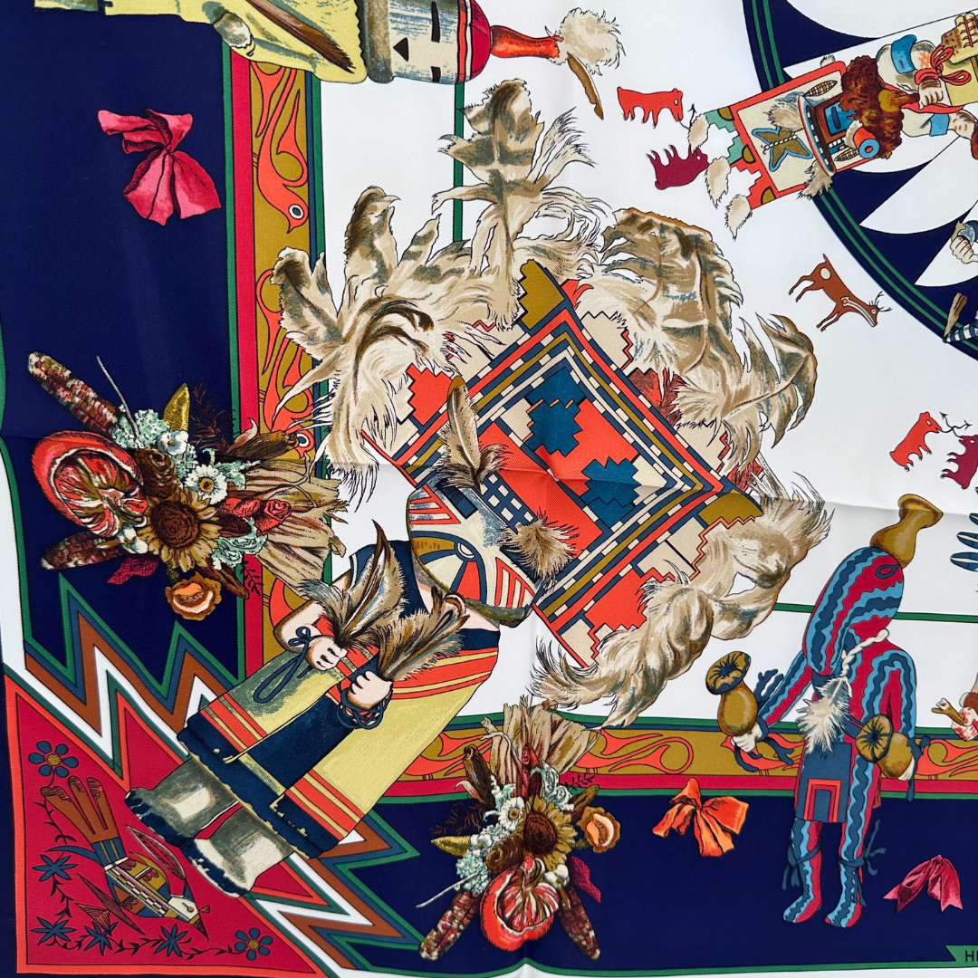 Kachinas Hermes Silk Scarf by Kermit Oliver