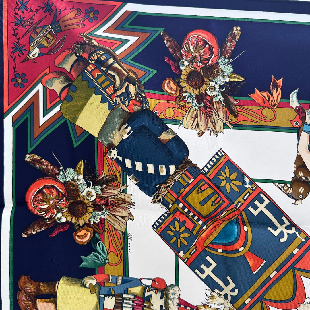 Kachinas Hermes Silk Scarf by Kermit Oliver