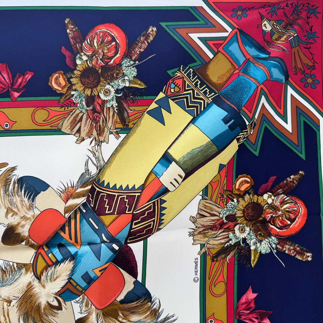 Kachinas Hermes Silk Scarf by Kermit Oliver