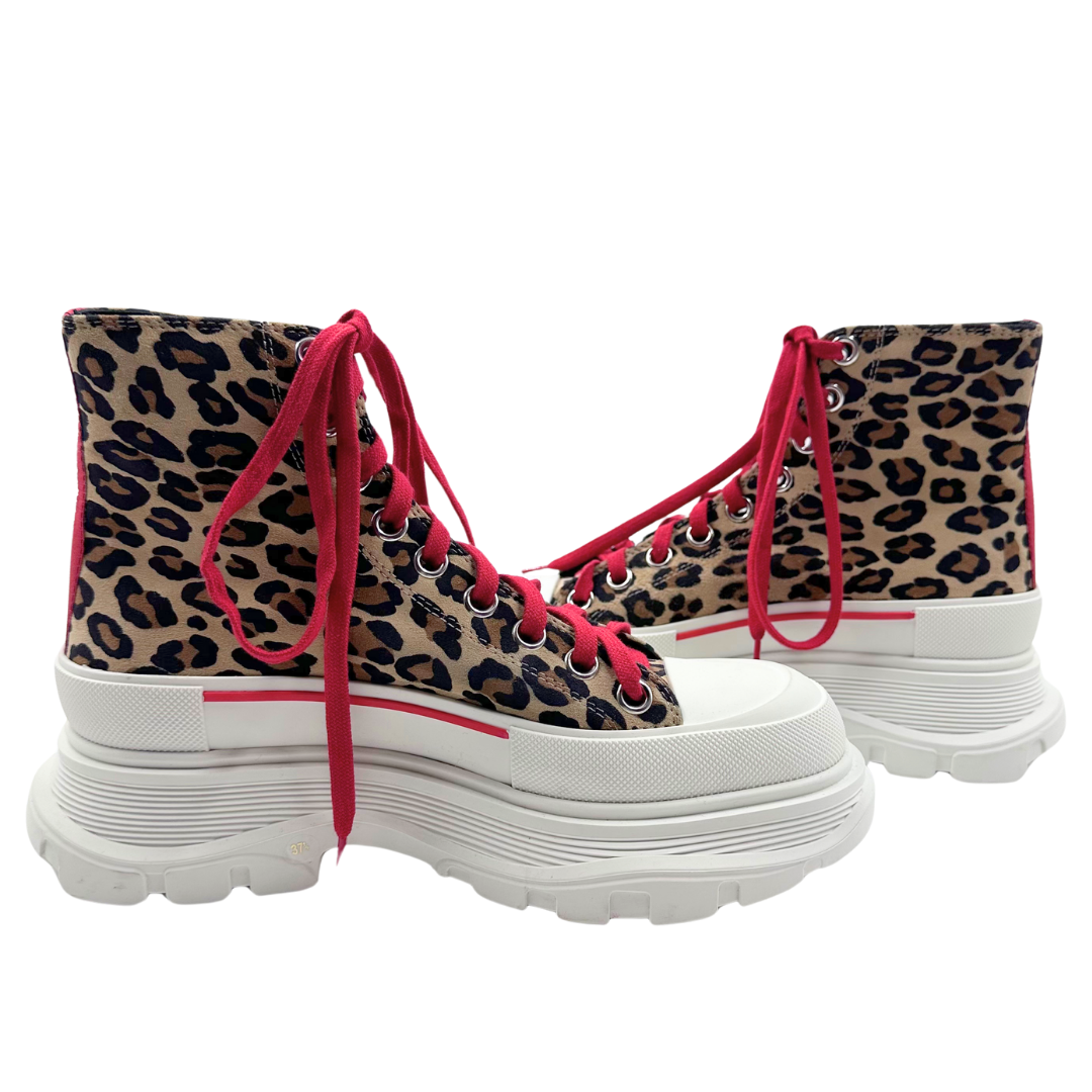 Alexander McQueen 37.5 Leopard Suede Sneakers