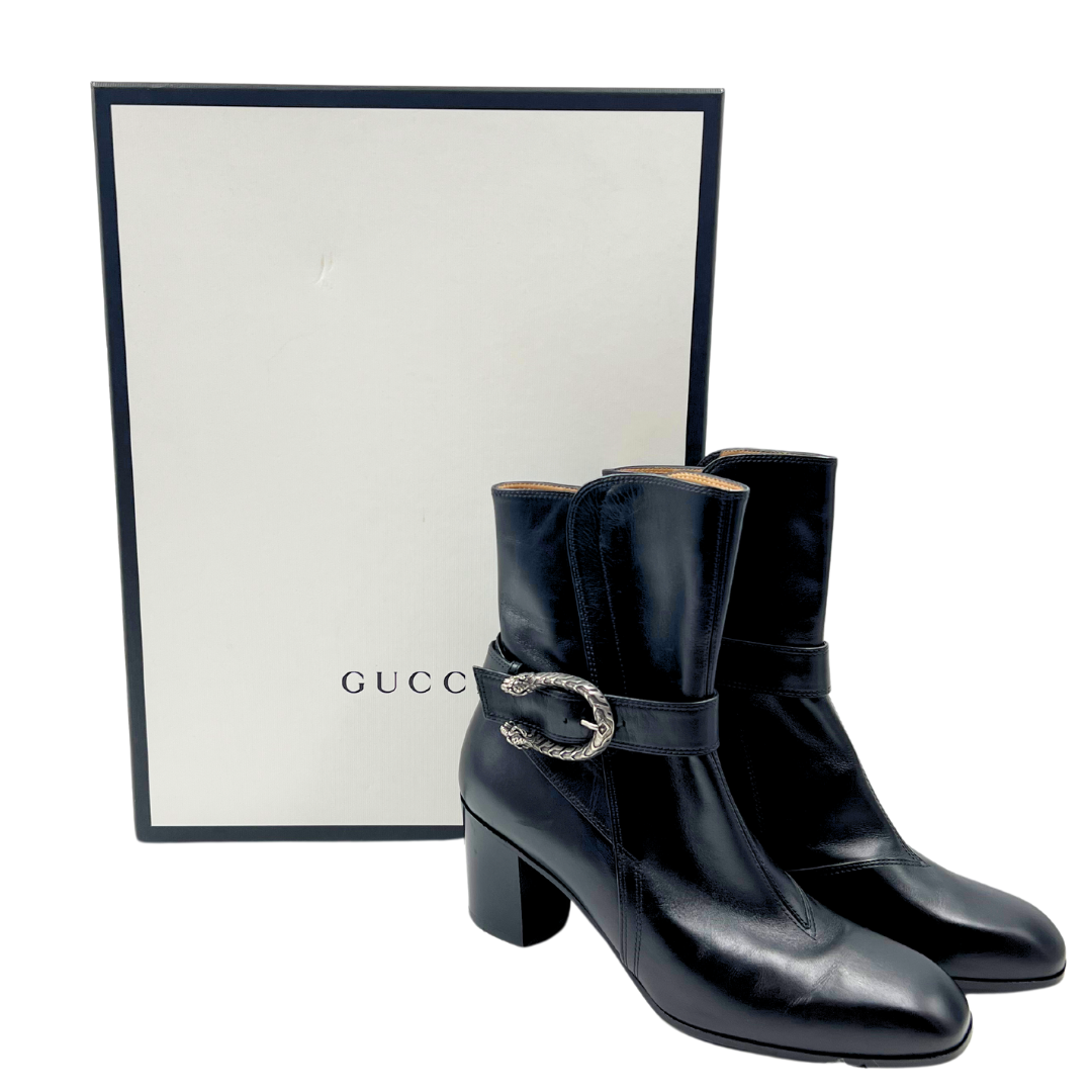 Gucci 9 39 Black Leather Boots