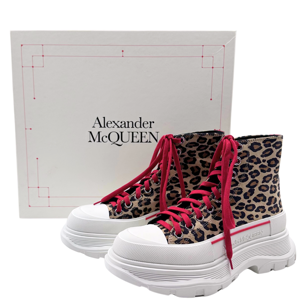 Alexander McQueen 37.5 Leopard Suede Sneakers